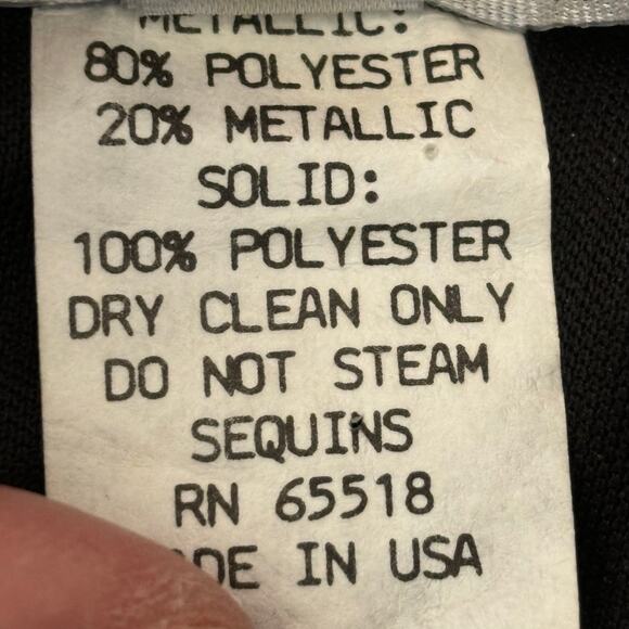 Vintage Patra 2-Piece Evening Dress Sz 6 Petite Black Gold Metallic Holiday USA - Picture 6 of 9